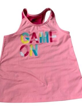 🎆🎇3for$9 “Game On” Spotted Zebra girls tank top- pink- size S (6-7)